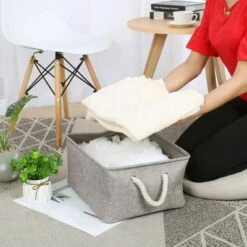 PiccoCasa Household Fabric Closet Blanket Box Container Organizer Decorative Storage Bins 16" X 12.2" X 8" Gray 1 Pc -Storage Specialty Store GUEST 5320a3d9 75c6 42a1 94d7 b81bc3813251