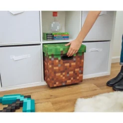 Ukonic Minecraft Grassy Block Fabric Storage Bin Cube Organizer With Lid | 13 Inches -Storage Specialty Store GUEST 53bceb79 794d 4e54 9d58 fc0673f744c2