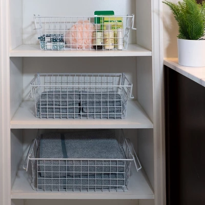 Set Of 3 Storage Bins - Basket Set For Toy, Kitchen, Closet, And Bathroom Storage - Small, Medium, And Large Shelf Organizers By Home-Complete (White) 5 Set Of 3 Storage Bins - Basket Set For Toy, Kitchen, Closet, And Bathroom Storage - Small, Medium, And Large Shelf Organizers By Home-Complete (White) - Image 5