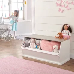 Badger Basket Two Bin Stackable Storage Cubby White/Gray Woodgrain -Storage Specialty Store GUEST 548f14aa 6559 4032 95e6 4a940a03a507