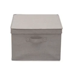 Household Essentials Set Of 2 Square Storage Boxes With Lids Silver Linen -Storage Specialty Store GUEST 56085a18 242b 4e06 b4a1 14b3d680d18f