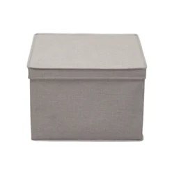 Household Essentials Set Of 2 Square Storage Boxes With Lids Silver Linen -Storage Specialty Store GUEST 56d40e5e 28a4 4c54 aa09 e63b4fac2b9a