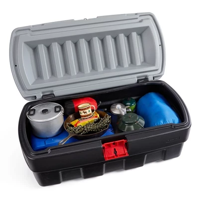 Rubbermaid 48 Gallon Black Action Packer Lockable Latch Indoor And Outdoor Storage Box Container For Home, Garage, Backyard, (Single) 1 Rubbermaid 48 Gallon Black Action Packer Lockable Latch Indoor And Outdoor Storage Box Container For Home, Garage, Backyard, (Single)