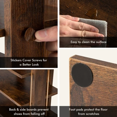 Costway Patented 7-Tier Double Rows Shoe Rack Vertical Wooden Shoe Storage Organizer Rustic White/Brown 6 Costway Patented 7-Tier Double Rows Shoe Rack Vertical Wooden Shoe Storage Organizer Rustic White/Brown - Image 6