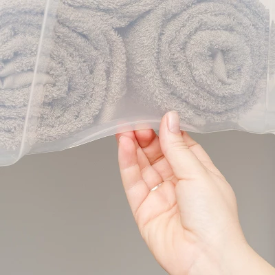 IRIS USA Plastic Storage Tote, Clear/Black 2 IRIS USA Plastic Storage Tote, Clear/Black - Image 2