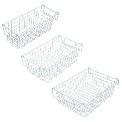 Set Of 3 Storage Bins - Basket Set For Toy, Kitchen, Closet, And Bathroom Storage - Small, Medium, And Large Shelf Organizers By Home-Complete (White) 7 Set Of 3 Storage Bins - Basket Set For Toy, Kitchen, Closet, And Bathroom Storage - Small, Medium, And Large Shelf Organizers By Home-Complete (White) - Image 7