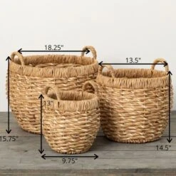 15.75"H Sullivans Chunky Woven Basket Set Of 3, Natural -Storage Specialty Store GUEST 649362ef 0be2 4187 8ced 2e3ae166eaf7