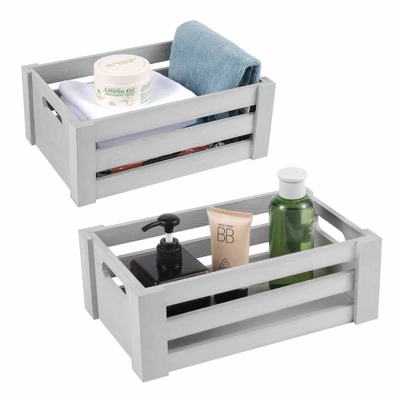NEX 3pk Wooden Tray Set With Handle And Storage Crates Dark Gray 3 NEX 3pk Wooden Tray Set With Handle And Storage Crates Dark Gray - Image 3