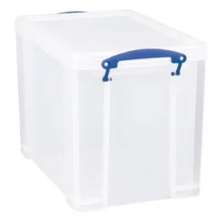 Really Useful Box 19 Liter Plastic Stackable Storage Container With Snap Lid & Built-In Clip Lock Handles For Home & Office Organization, (10 Pack)