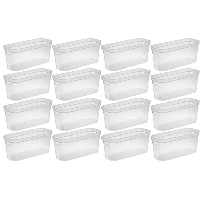 Sterilite 6.25x6.25x15 Inch Narrow Modern Storage Bin W/ Comfortable Carry Through Handles And Banded Rim For Household Organization, Clear (16 Pack) 1 Sterilite 6.25x6.25x15 Inch Narrow Modern Storage Bin W/ Comfortable Carry Through Handles And Banded Rim For Household Organization, Clear (16 Pack)