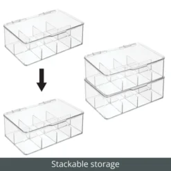 MDesign Plastic Divided First Aid Storage Box Kit, Hinge Lid For Bathroom, Clear -Storage Specialty Store GUEST 6ca06d05 8282 4a39 88e3 a90f226b6878
