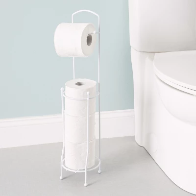 Home Basics Free-Standing Vinyl Coated Steel Dispensing Toilet Paper Holder, White 1 Home Basics Free-Standing Vinyl Coated Steel Dispensing Toilet Paper Holder, White