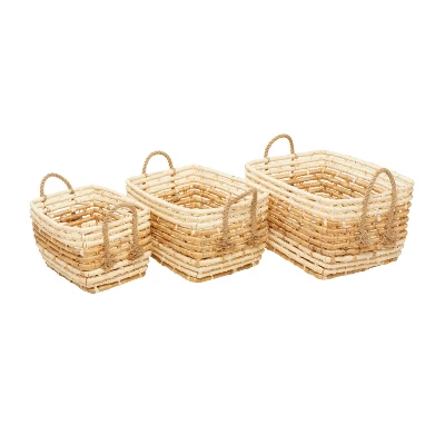 Set Of 3 Contemporary Sea Grass Storage Baskets Brown - Olivia & May 1 Set Of 3 Contemporary Sea Grass Storage Baskets Brown - Olivia & May