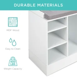 Best Choice Products 46in Shoe Storage Organization Rack Bench For Entryway, Bedroom W/ Padded Seat, 10 Cubbies - White -Storage Specialty Store GUEST 6ed323a9 0a2f 4d3f 8c15 e2ab26a37702