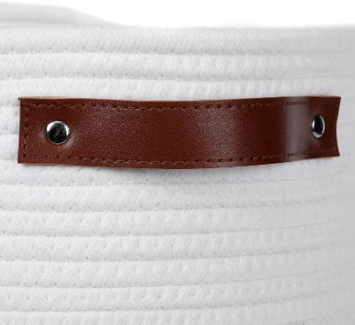 Midlee Oval Leather Handle Toys Basket 2 Midlee Oval Leather Handle Toys Basket - Image 2