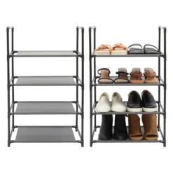 Juvale 2 Pack Black 4-Tier Narrow Shoe Rack For Entryway, Metal Free Standing Shelf Organizer For Closet, 17 X 11 X 30 In -Storage Specialty Store GUEST 6f722e29 8e6d 4a20 9d13 530efae03c7f