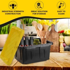 Juggernaut Storage Multipurpose 5 Gallon Lockable Plastic Storage Tote With Secure Snap Fitting Lid For Home Organization, Black/Yellow (Set Of 2) 7 Juggernaut Storage Multipurpose 5 Gallon Lockable Plastic Storage Tote With Secure Snap Fitting Lid For Home Organization, Black/Yellow (Set Of 2) -Storage Specialty Store GUEST 6fa5a5fb 7c20 4d15 b0e3 3097ffb522d3