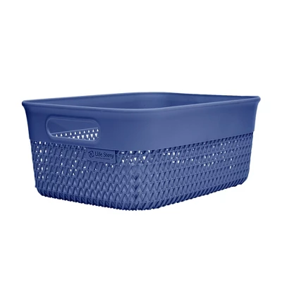 Life Story Lightweight Heavy Duty Storage Woven Trendy Basket 10 Quarts W/ Built-In Handles Blue (6 Pack) 1 Life Story Lightweight Heavy Duty Storage Woven Trendy Basket 10 Quarts W/ Built-In Handles Blue (6 Pack)