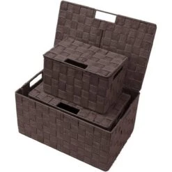 Sorbus 3pc Weave Stackable Basket Set Chocolate -Storage Specialty Store GUEST 71fd2ba2 1b22 4ae1 bb57 936cf3b82f92