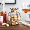 Juicy Pineapple Cork Holder By True | Wine Décor For Kitchen | Barrel Cork Cage Display Collector | Decorative Vino Cork Storage Box Container Gift