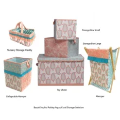 Bacati - Paisley Aqua/Coral Storage Caddy -Storage Specialty Store GUEST 73d66c2e 8bf1 495c 9b4a 79ad72b4a6a2