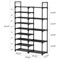 WOWLIVE 9-Tier Large Stackable Metal Shoe Rack Shelf Storage Tower Unit Cabinet Organizer For Closets, Fits 30 To 35 Pairs, Black -Storage Specialty Store GUEST 74375368 373d 4820 ab7e 12c676e9ecbb
