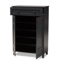 Shelf Wood Shoe Storage Cabinet With Drawer Glidden Finished Black - Baxton Studio -Storage Specialty Store GUEST 74e2bd47 f950 40a7 a038 bdec0ba4764e