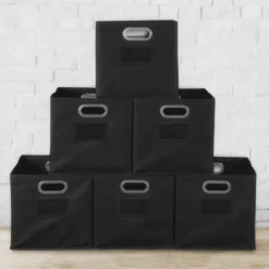 Niche Cubo 6pk Foldable Fabric Storage Bin With Label Holder Black