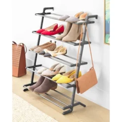 Whitmor 5 Tier Leaning Shoe Rack Black 7 Whitmor 5 Tier Leaning Shoe Rack Black -Storage Specialty Store GUEST 75169bfe 6780 458e 9be9 d17629c26ec2