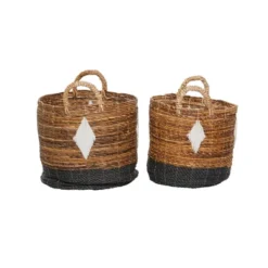 2pk Banana Leaf Storage Baskets Brown/Black - Olivia & May -Storage Specialty Store GUEST 766fbcb7 66f2 4686 9bc1 2a5c97c11312