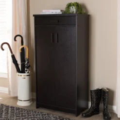 Bienna Modern And Contemporary Finished Shoe Cabinet Dark Brown - Baxton Studio -Storage Specialty Store GUEST 78178a4c f5c0 4d3a a243 efa028399c1f
