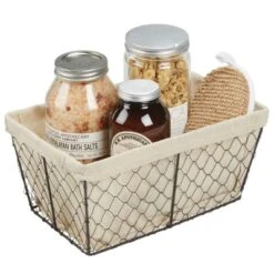 MDesign Medium Chicken Wire Basket With Fabric Liner -Storage Specialty Store GUEST 783c93dd f547 4a42 9d0f 7573817a1050