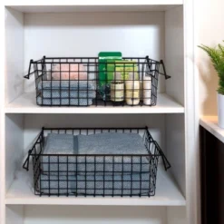 Set Of 2 Storage Bins - Basket Set For Toy, Kitchen, Closet, And Bathroom Storage - Large Shelf Organizers With Handles By Home-Complete (Black) 14 Set Of 2 Storage Bins - Basket Set For Toy, Kitchen, Closet, And Bathroom Storage - Large Shelf Organizers With Handles By Home-Complete (Black) -Storage Specialty Store GUEST 7abab777 c968 4266 bc2c c65eb536c22b