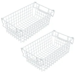 Set Of 2 Storage Bins - Basket Set For Toy, Kitchen, Closet, And Bathroom Storage - Medium Shelf Organizers With Handles By Home-Complete (White) -Storage Specialty Store GUEST 7f8c711f 3a5d 4f46 b231 1fde9422cd58