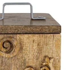 Scroll Carved Trinket Box Mango Wood & Metal - Foreside Home & Garden -Storage Specialty Store GUEST 806056e1 04fd 41a9 8d1a 2eaf68de8c1c