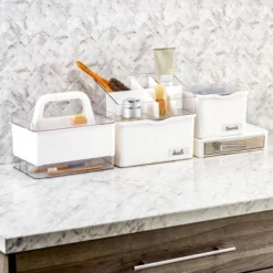 Medium Stacking Bin With Lid Clear/White - Madesmart -Storage Specialty Store GUEST 80a6e767 3d8d 48bc bbb2 6622010ed7d2