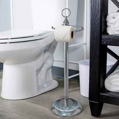 Freestanding Toilet Tissue Holder Chrome/Aqua - Nu Steel 4 Freestanding Toilet Tissue Holder Chrome/Aqua - Nu Steel - Image 4