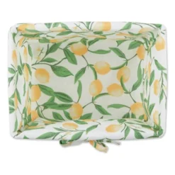 Design Imports Set Of 3 Antique Chicken Wire Lemon Print Liner Baskets White