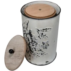 Set Of 3 Cream And Gray Floral Metal Decorative Storage Canisters - Foreside Home & Garden -Storage Specialty Store GUEST 837173fa b544 4ec5 a26f 4441d869ff49
