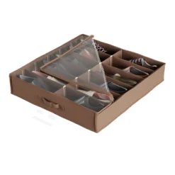 Hastings Home Under-Bed Shoe Storage Organizer With Clear Plastic Zippered Cover - Brown -Storage Specialty Store GUEST 84a8ba06 86e4 4214 8a62 f3f02730b70d