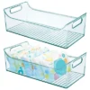 MDesign Plastic Storage Organizer Bin For Child/Kids Items, 2 Pack - Sea Blue