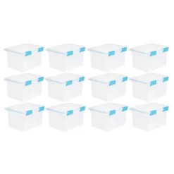 Sterilite 32 Quart Stackable Clear Plastic Storage Tote Container With Blue Gasket Latching Lid For Home And Office Organization, Clear -Storage Specialty Store GUEST 86d65f11 c29c 42f0 a90c 16e78987ba85