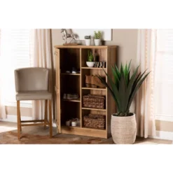 1 Door Eren Farmhouse Natural Wood Shoe Cabinet Brown - Baxton Studio -Storage Specialty Store GUEST 890a213c 7787 4ccf 9663 50092dabcaaf