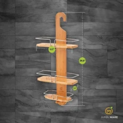 JumblWare Bamboo Shower Caddy, Hanging 3-Tier Shower Organizer -Storage Specialty Store GUEST 8b442583 5d17 4a02 9dd4 321437b4d84c