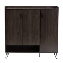 Baldor Wood 3 Door Shoe Cabinet Dark Brown - Baxton Studio -Storage Specialty Store GUEST 8ceaa7fb 60c5 4c03 9b6a 61afa0a7c634