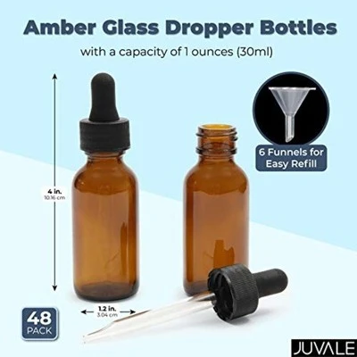 Juvale 48 Pack 1oz Amber Glass Bottles With Glass Droppers For Essential Oils And Perfumes 2 Juvale 48 Pack 1oz Amber Glass Bottles With Glass Droppers For Essential Oils And Perfumes - Image 2