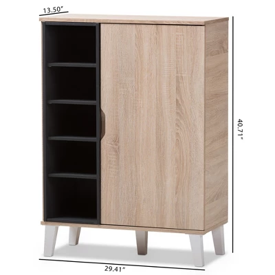 Adelina Mid - Century Modern 1 - Door Wood Shoe Cabinet - Brown - Baxton Studio 7 Adelina Mid - Century Modern 1 - Door Wood Shoe Cabinet - Brown - Baxton Studio - Image 7