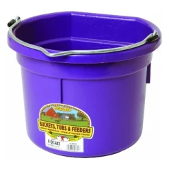 Storage Specialty Store 24 Little Giant P8FBPURPLE 2 Gallon All Purpose Heavy Duty Farm Flat Back Plastic Buckets For Supplies, Toys, Laundry, And Water, Purple, (12 Pack)