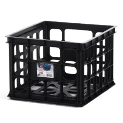 Sterilite Plastic Black Storage Box Milk Crate Containers Home