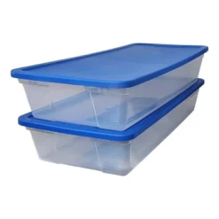 Homz Snaplock 41-Quart Plastic Multipurpose Stackable Storage Container Bins With Blue Snaplock Lid For Home And Office Organization, Clear (2 Pack) -Storage Specialty Store GUEST 97ed9c76 2e63 4bde 8c64 fd0948a7adac